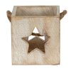 Washed Wood Star Tealight Candle Holder - Image 2