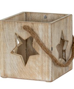 Washed Wood Large Star Tealight Candle Holder