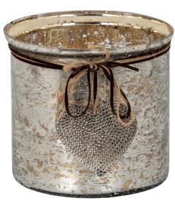 Mercury Hammered Heart Large Candle Holder