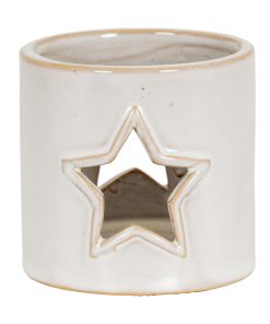 White Ceramic Star Cut-Out Tealight Holder