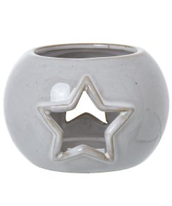 White Ceramic Star Cut-Out Round Tealight Holder