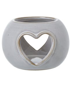 White Ceramic Heart Cut-Out Round Tealight Holder