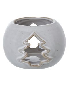 White Ceramic Tree Cut-Out Round Tealight Holder