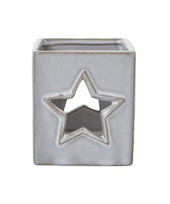 White Ceramic Star Cut-Out Square Tealight Holder