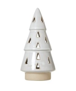 Medium White Ceramic Cut-Out Tree With LED Lights