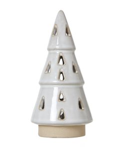 Small White Ceramic Cut-Out Tree With LED Lights