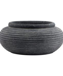 Amalfi Grey Round Ribbed Planter
