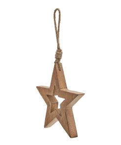Natural Wooden Hanging Star