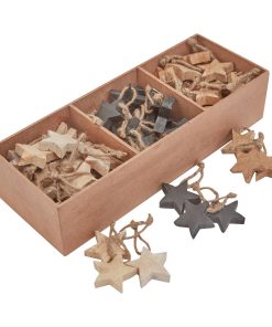 Pack Of 90 Wooden Star Hanging Decorations