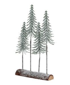 Medium Snowy Spindle Tree Quad In Wood Log
