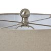 Squat White Beaded Ceramic Lamp With Linen Shade - Image 4