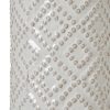 White Beaded Ceramic Lamp With Linen Shade - Image 3