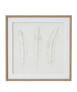 Solli White Feathers Art Mounted In Beaded Frame