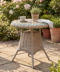 Amalfi Collection Outdoor Bistro Table With Glass Top