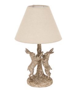 Stonewashed Marching Hares Lamp With Linen Shade