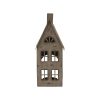 Tall Rustic Metal House Tealight With Glass Votive