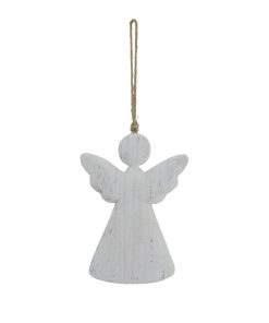 Large Whitewashed Rustic Hanging Angel