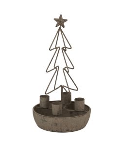 Rustic Outline Tree And Star Candle Holders