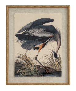 Flora & Fauna Collection Heron On Linen In Beaded Frame
