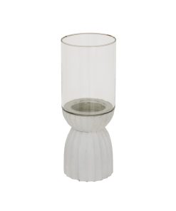 White Carved Hurricane Lantern