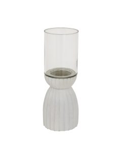 Large White Carved Hurricane Lantern