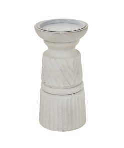 White Carved Candle Holder
