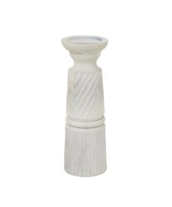 Large White Carved Candle Holder