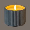 Luxe Collection Natural Glow Chalk Ribbed Medium Led Candle - Image 2