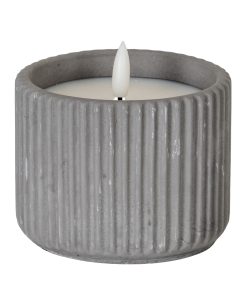 Luxe Collection Natural Glow Grey Ribbed Medium Led Candle