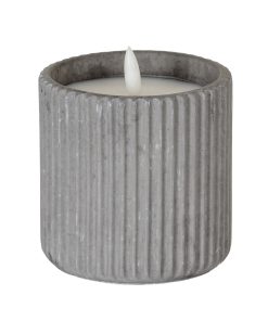 Luxe Collection Natural Glow Grey Ribbed Large  Led Candle
