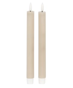 Luxe Collection Natural Glow Taupe  Ribbed Taper Candles