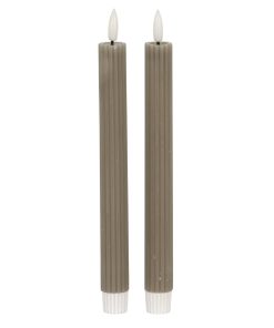 Luxe Collection Natural Glow Grey  Ribbed Taper Candles
