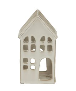 Large White Ceramic House Tea Light Holder