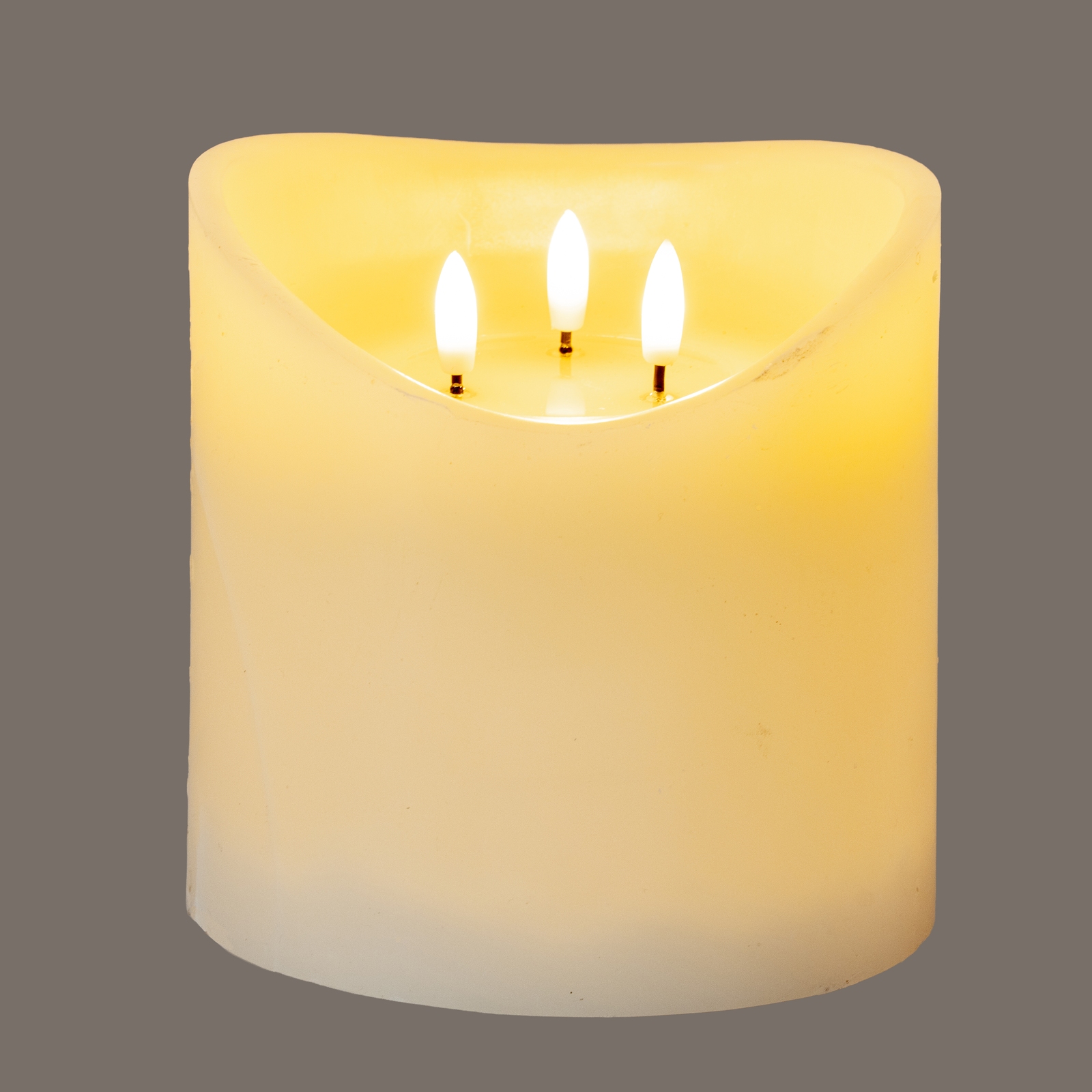 Luxe Collection Natural Glow 6x6 Cream Melted LED Candle - Image 2