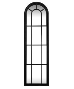 Black Wood Tall Arched Window Mirror