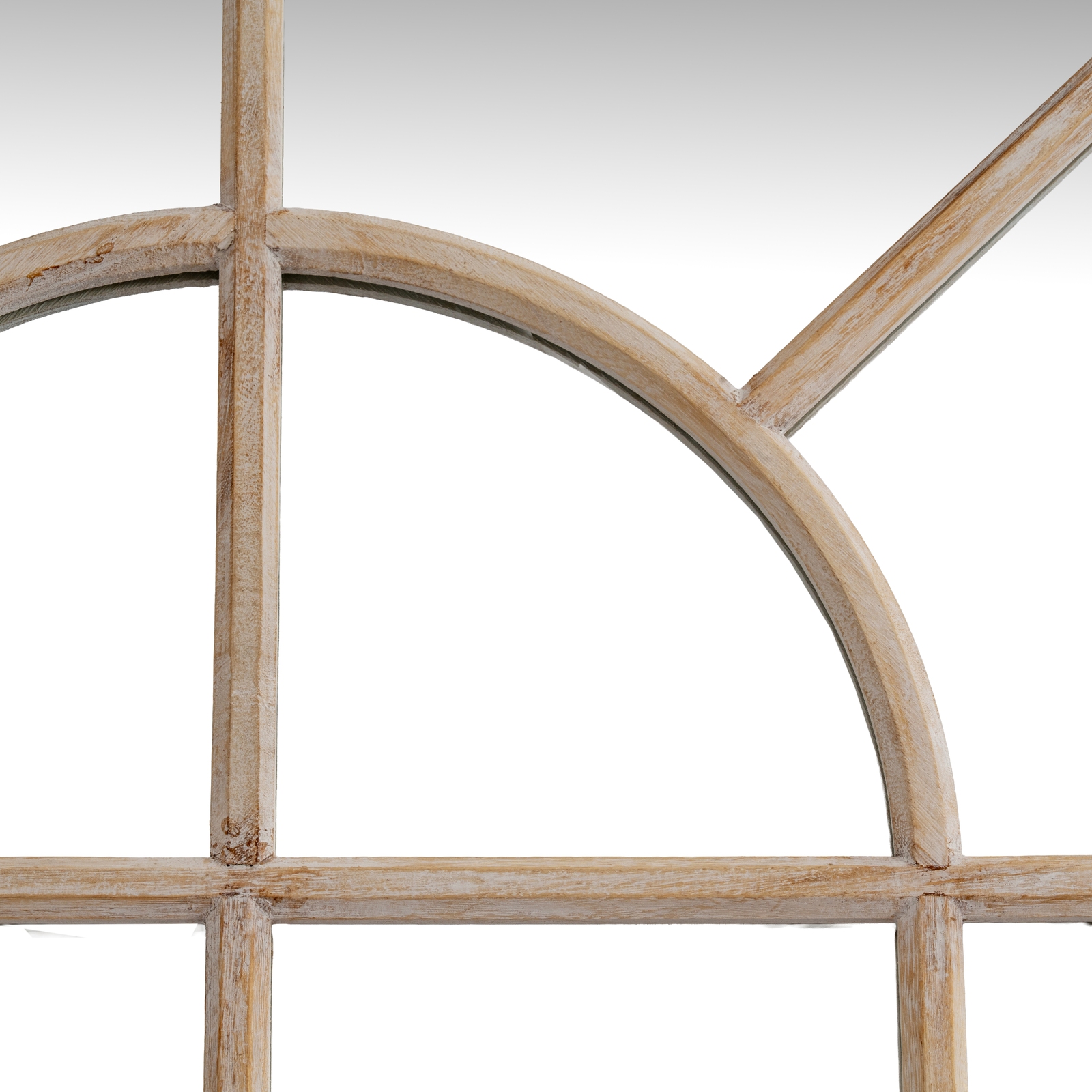 Washed Wood Arched Window Mirror - Image 3