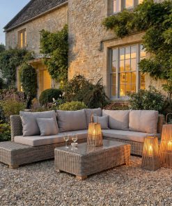 Large Silo Wicker Lantern With Glass Holder