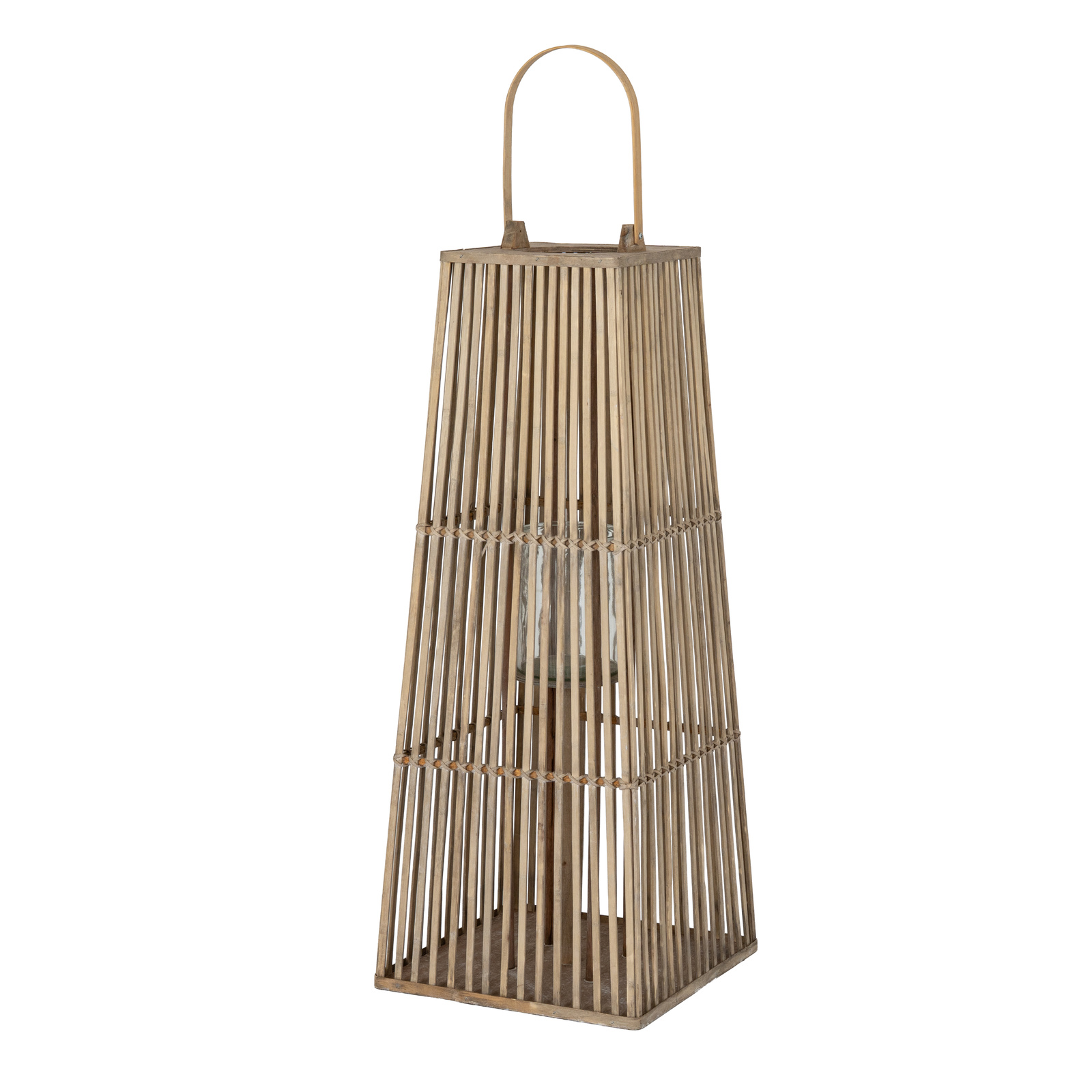 Large Silo Wicker Lantern With Glass Holder - Image 2