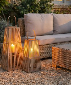 Medium Silo Wicker Lantern With Glass Holder