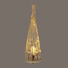 Medium Conical Wicker Lantern With Glass Holder & LED Lights - Image 4