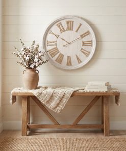White Wash Clock With Wooden Numerals