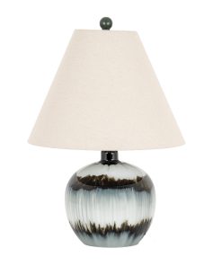Midnight Shadows Squat Table Lamp With Linen Shade