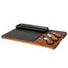Acacia Cheese Board Set With Black Bowl, Slate and Cutlery - Image 2