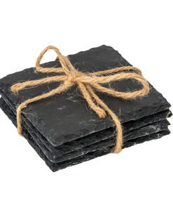 Set of Four Square Slate Coasters