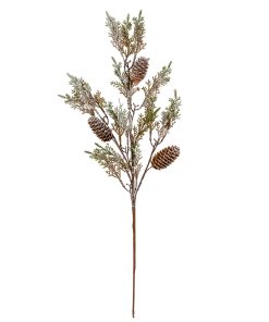 Medium Frosted Cypress Fir Branch Spray With Pinecones