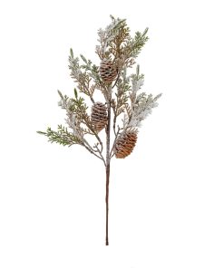 Large Frosted Cypress Fir Branch Spray With Pinecones