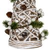 Large LED White Rattan Cone Tree With Winter Branches - Image 2