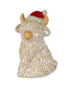 Merry Moo Ceramic Cow Ornament Gazing Left
