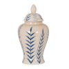 Large Blue Flora Ceramic Ginger Jar